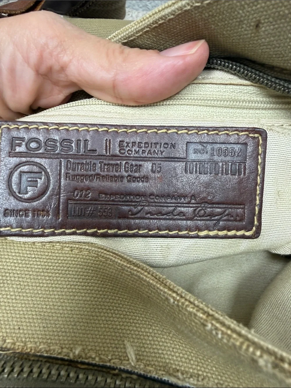 Well Loved Fossil Tan Canvas Expedition Messengee Bag